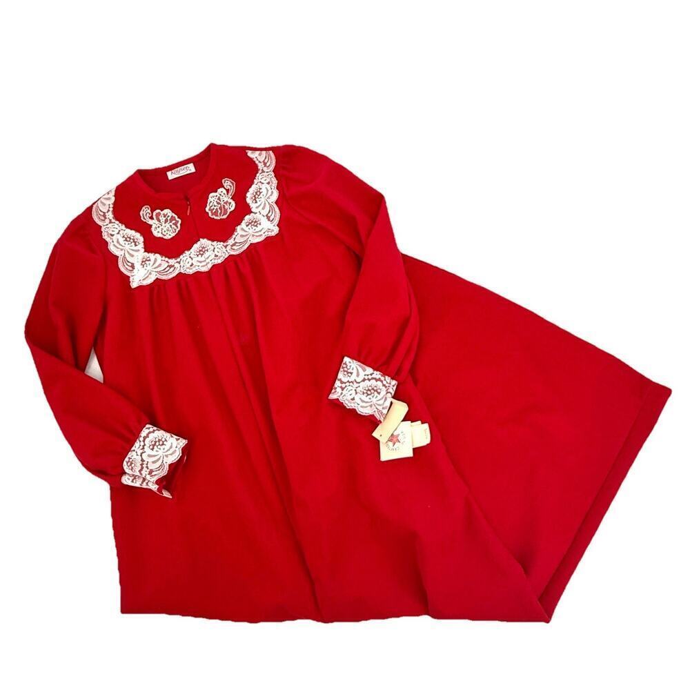 VTG Kayser Women's Size Small Red Robe House Coat Half Zip NOS 60s 70s Cottage